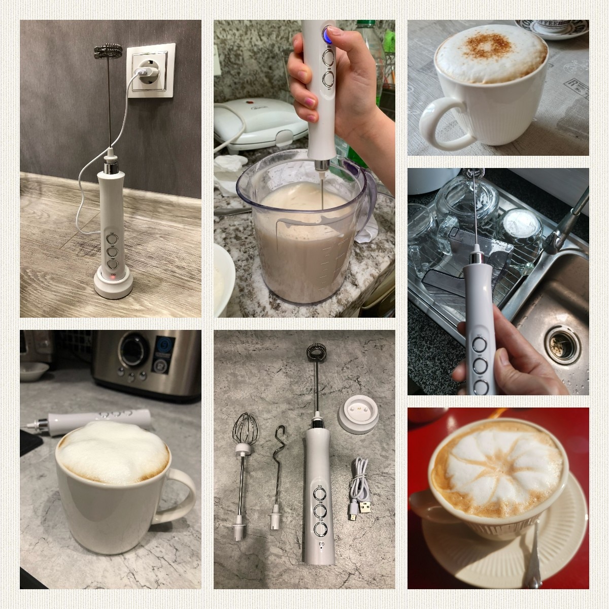 3 In 1 Portable Rechargeable Electric Milk Frother Foam Maker High Speeds Drink Mixer Handheld Foamer Coffee Frothing Wand